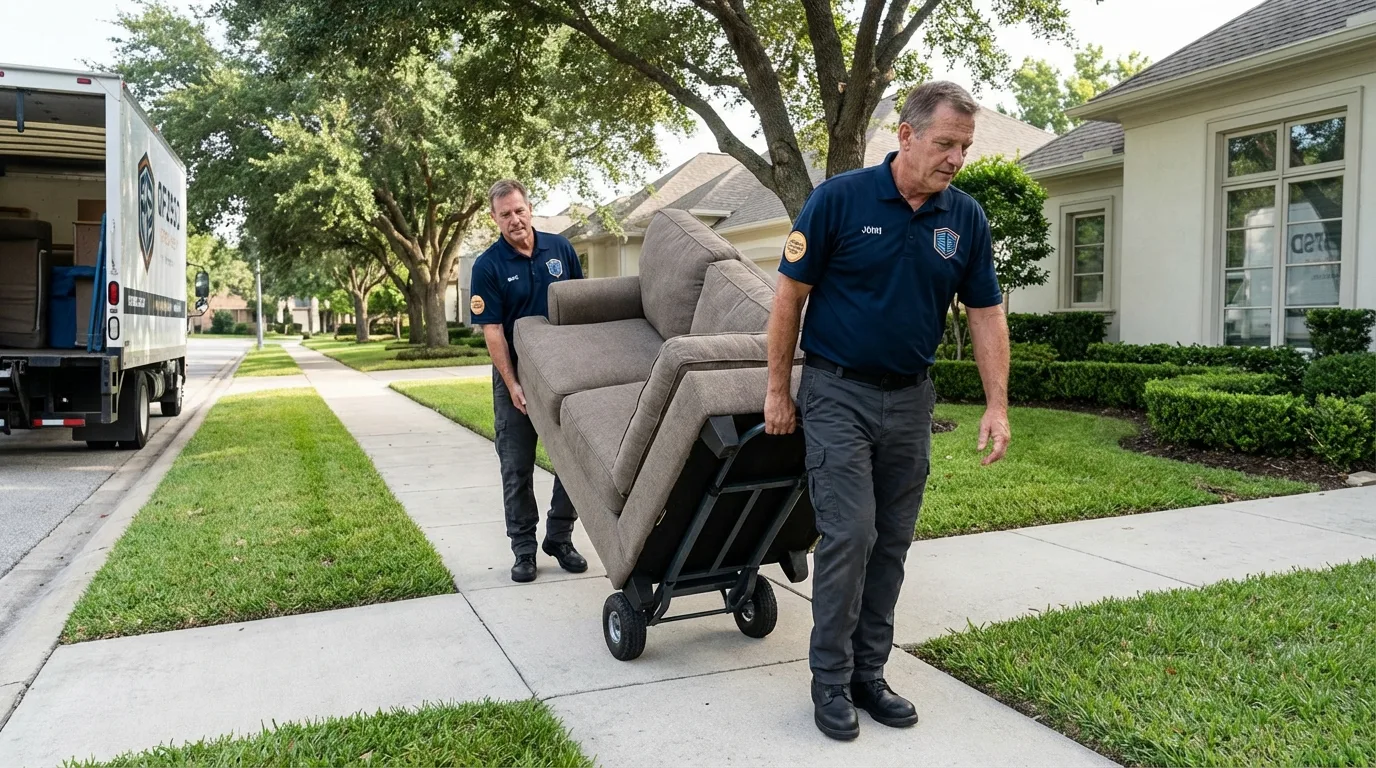 Local residential moving crew loading furniture in Hortonville, WI